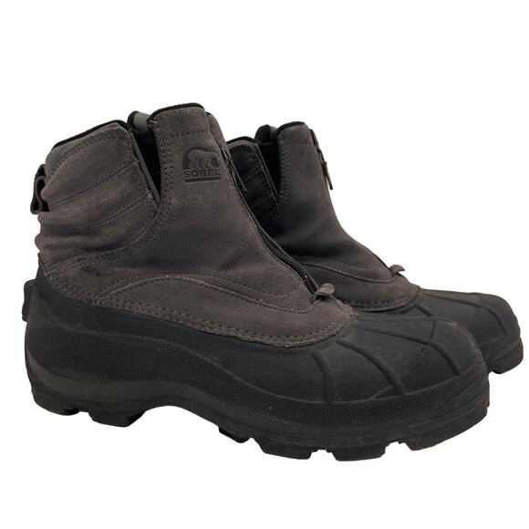 Sorel Men's Grey Leather Barn Zip Boot Thinsulate Size 8 - Picture 1 of 9